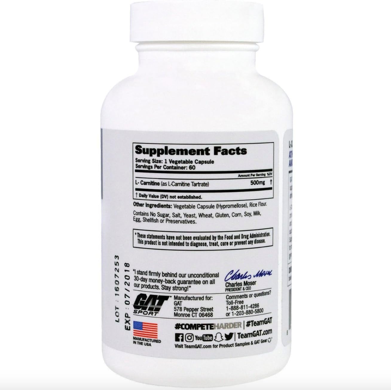 GAT L-CARNITINE 500mg 60 CAPS