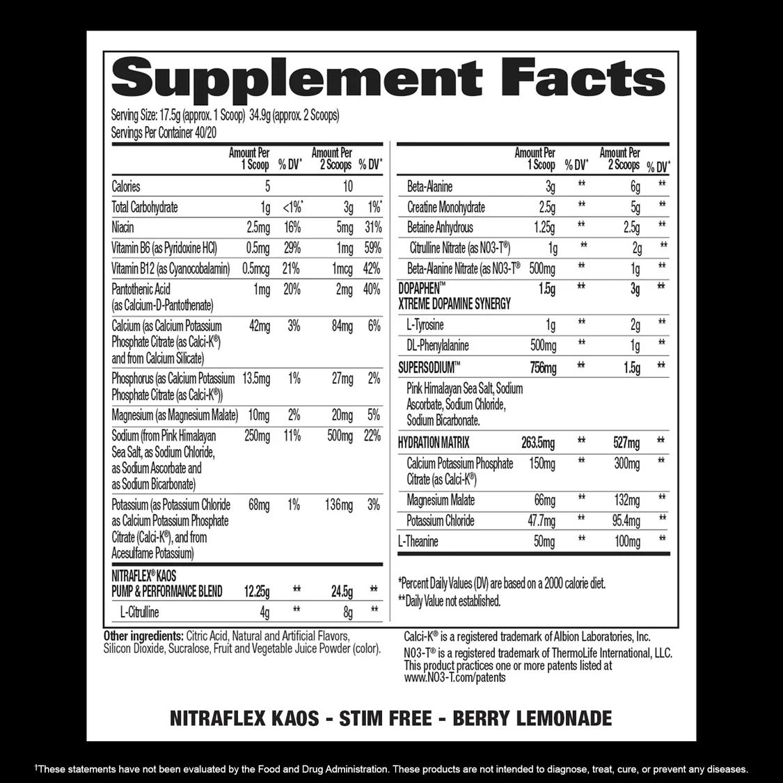 NITRAFLEX KAOS STIM FREE 40 SERV