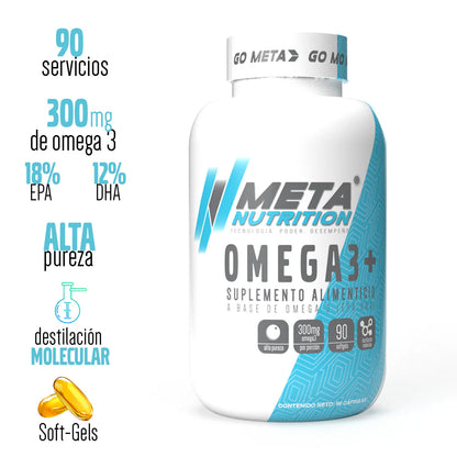 OMEGA+ (OMEGA 3) 90 SOFTGELS. META NUTRITION