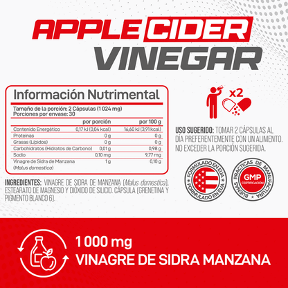 VINAGRE DE MANZANA 60 CAPS 512 MG
